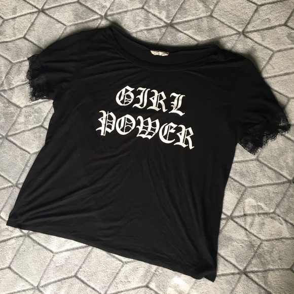 french pastry Tops - Girl Power Black Shirt